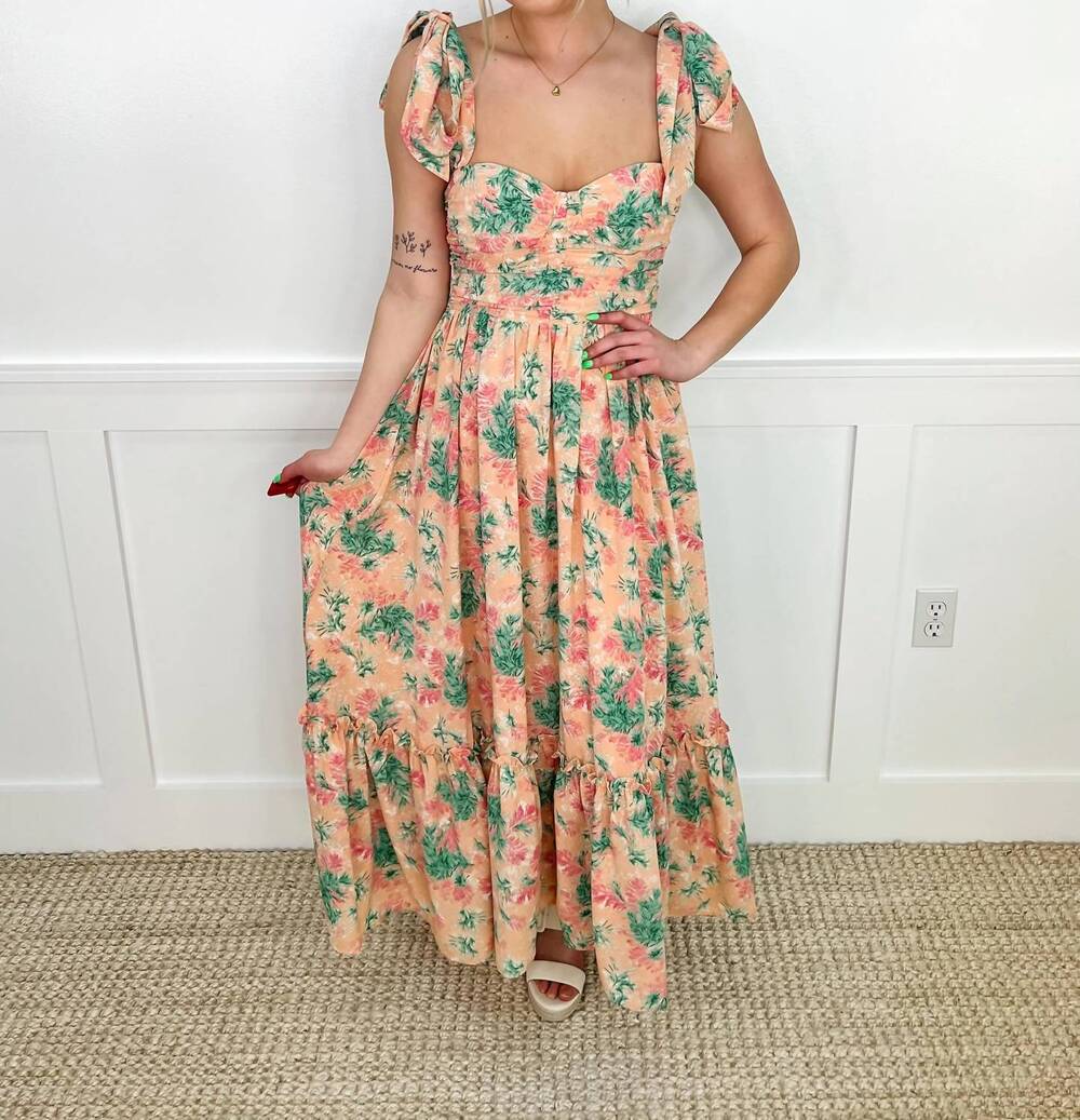 NEW BIBI lightweigh truffles maxi dress in peach
